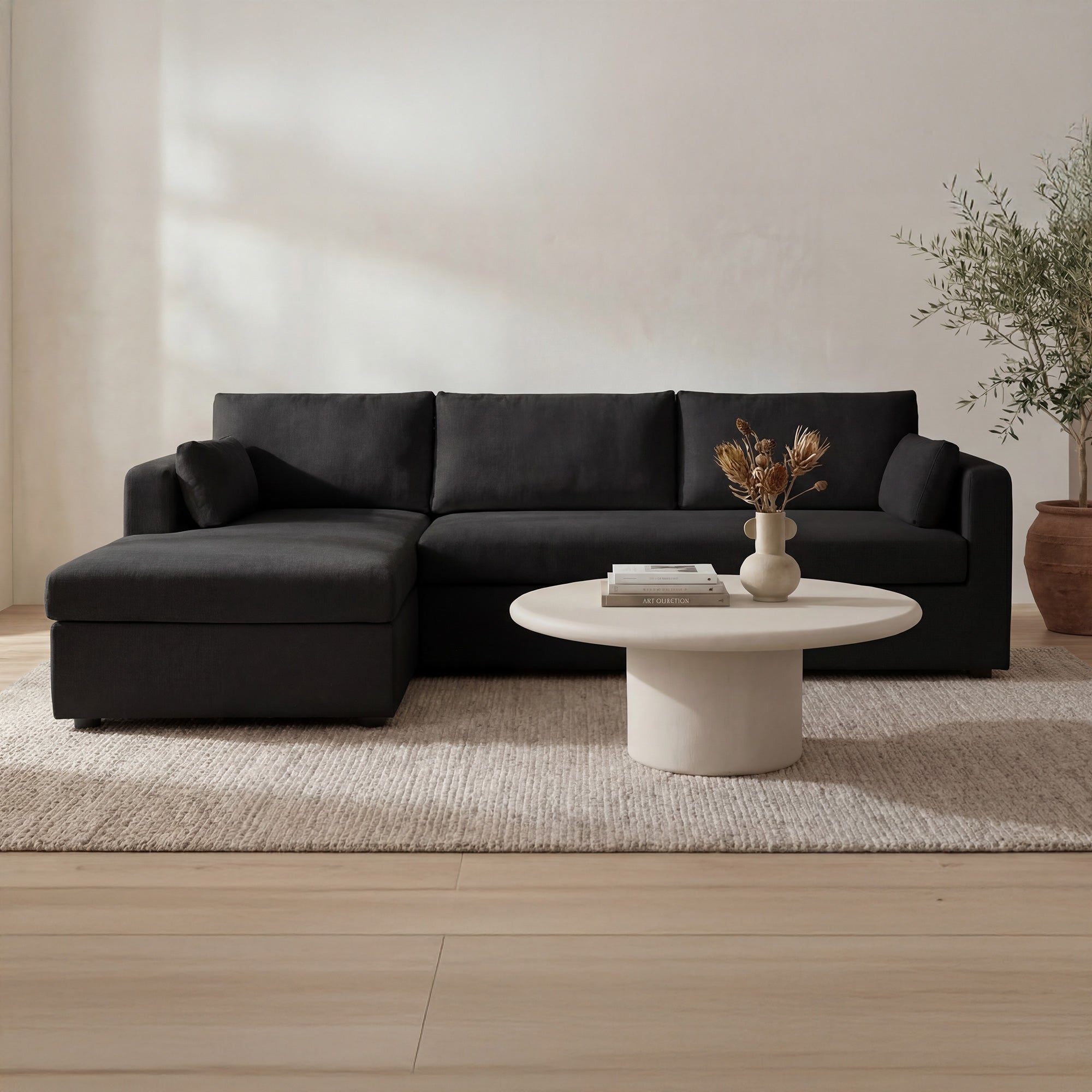 Moes Burrow Sleeper Sectional With Storage Chaise Black Left VV-1007-02-L-0