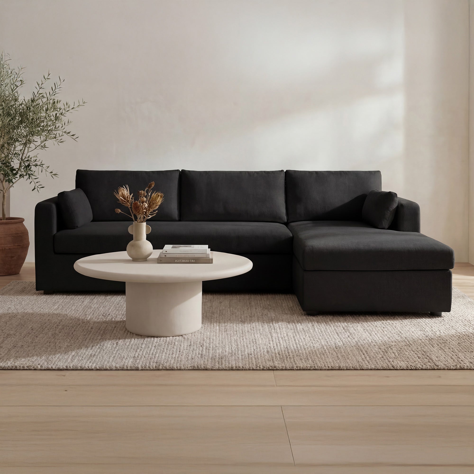 Moes Burrow Sleeper Sectional With Storage Chaise Black Right VV-1007-02-R-0