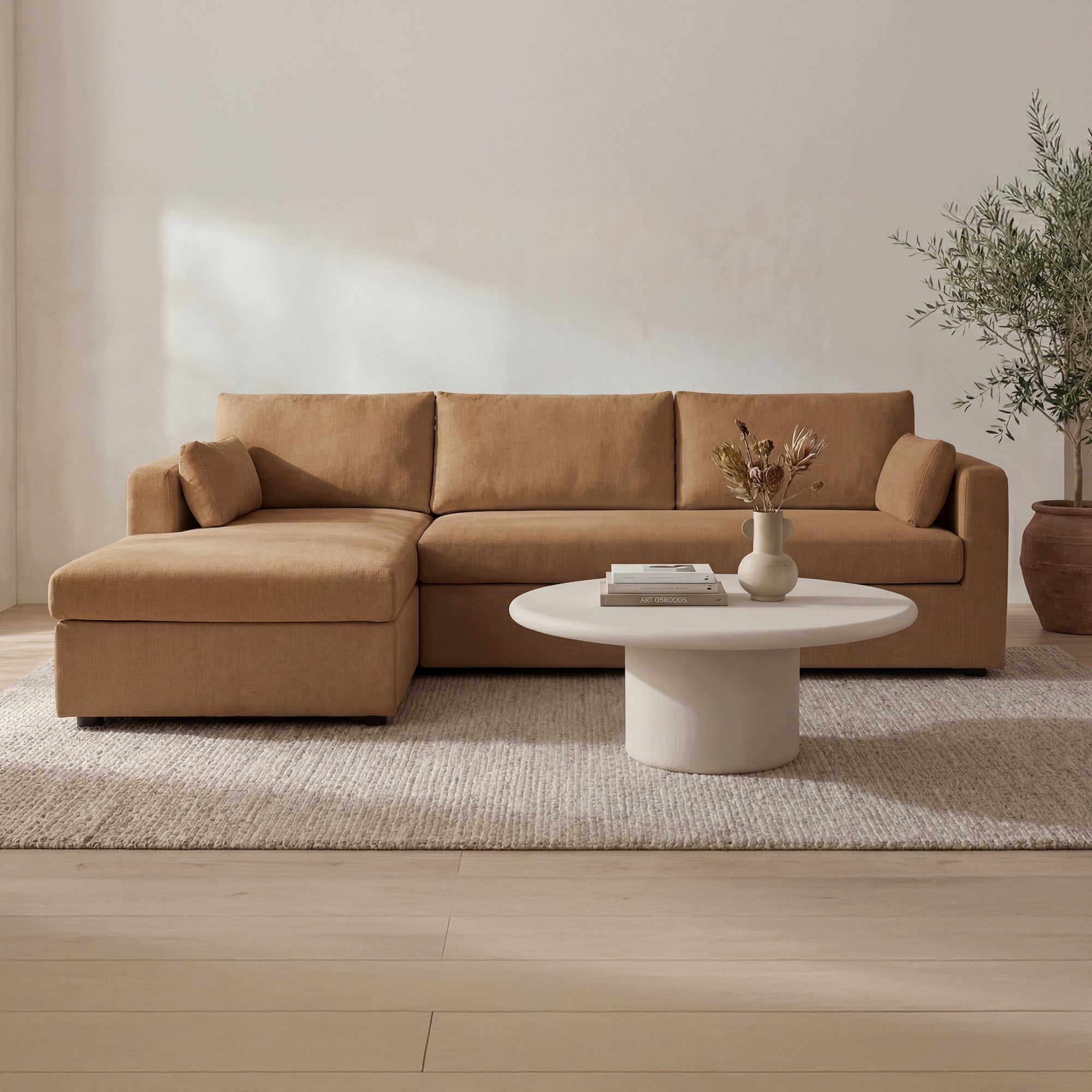Moes Burrow Sleeper Sectional With Storage Chaise Ginger Left VV-1007-23-L-0