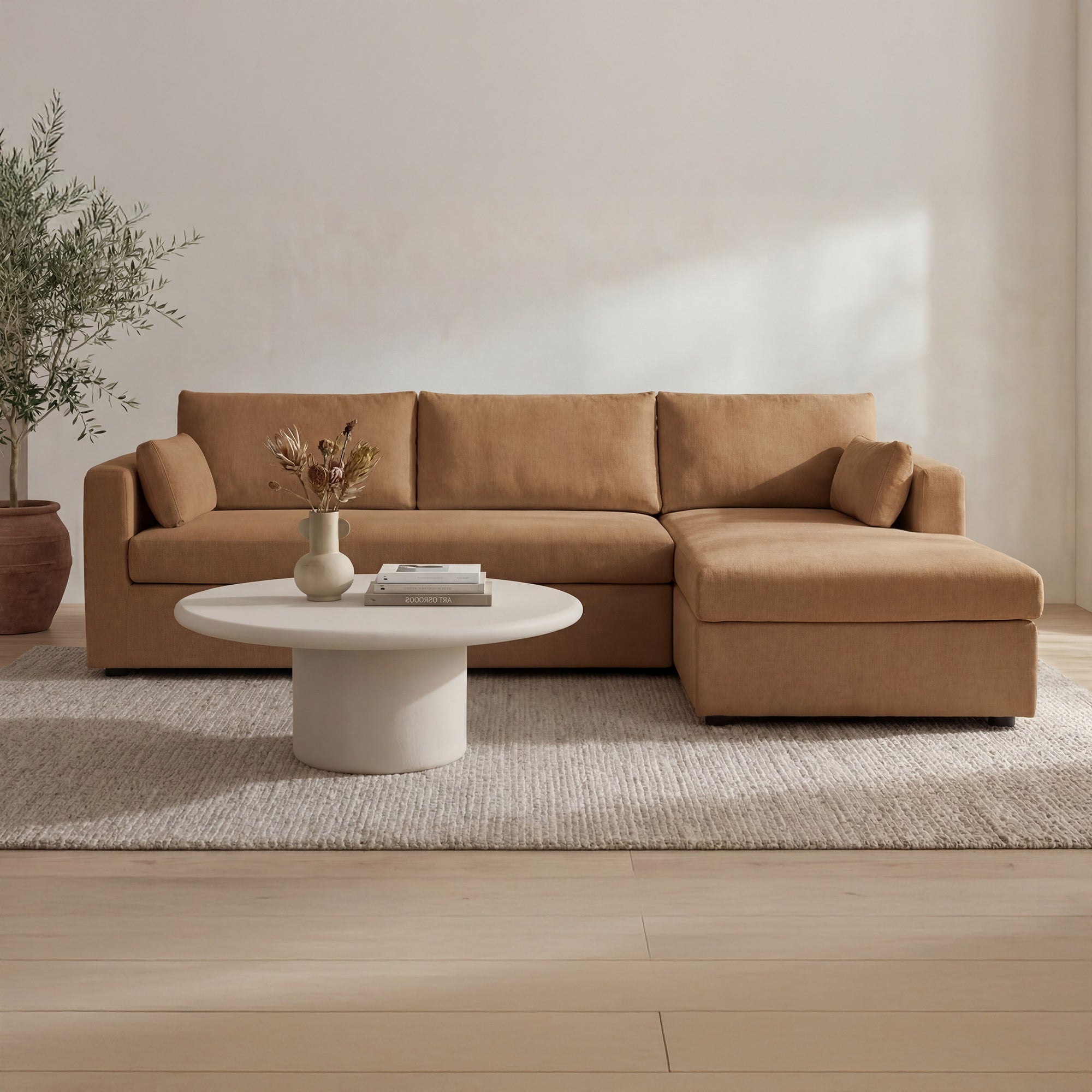 Moes Burrow Sleeper Sectional With Storage Chaise Ginger Right VV-1007-23-R-0