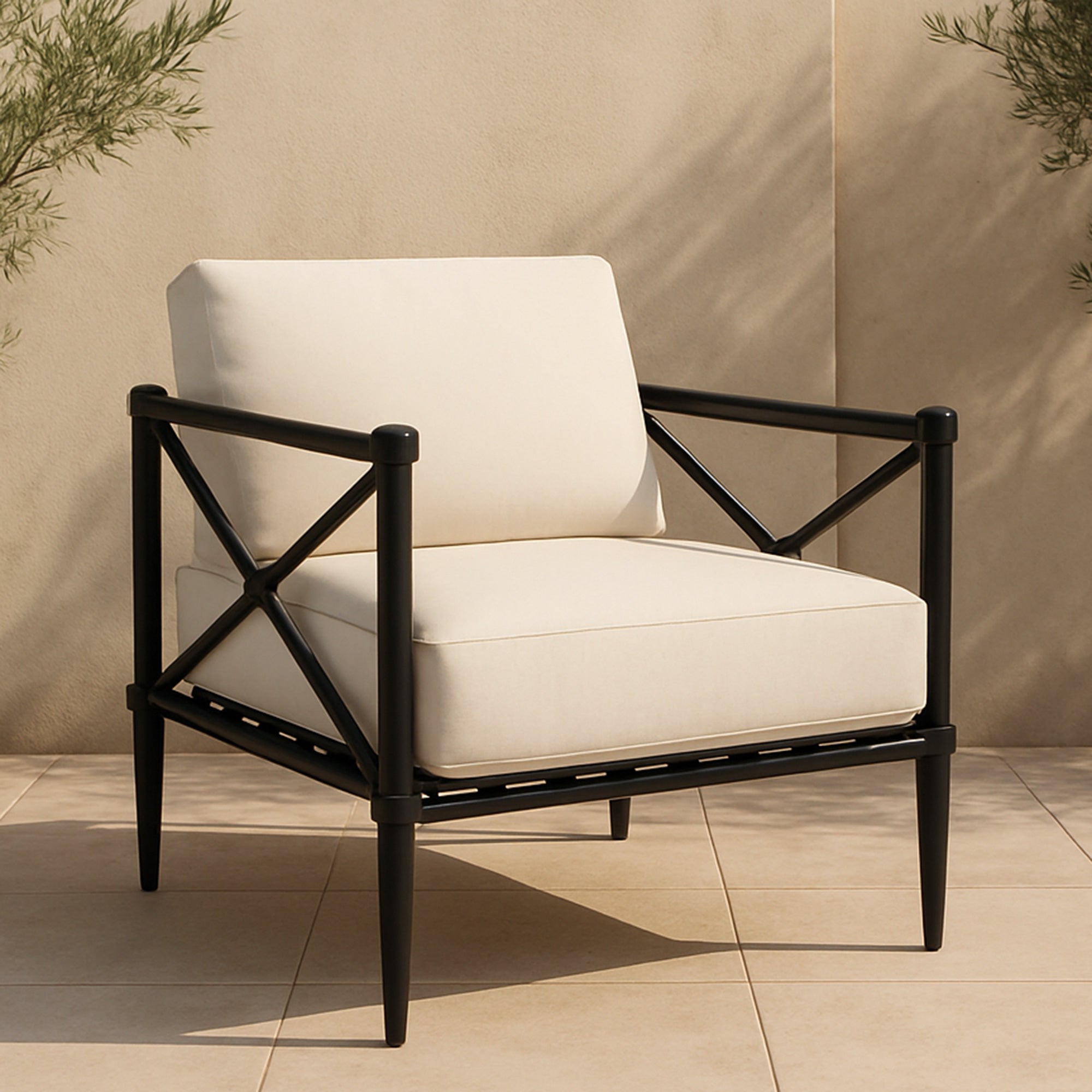 Moes Willow Outdoor Accent Chair Cream VV-1020-05