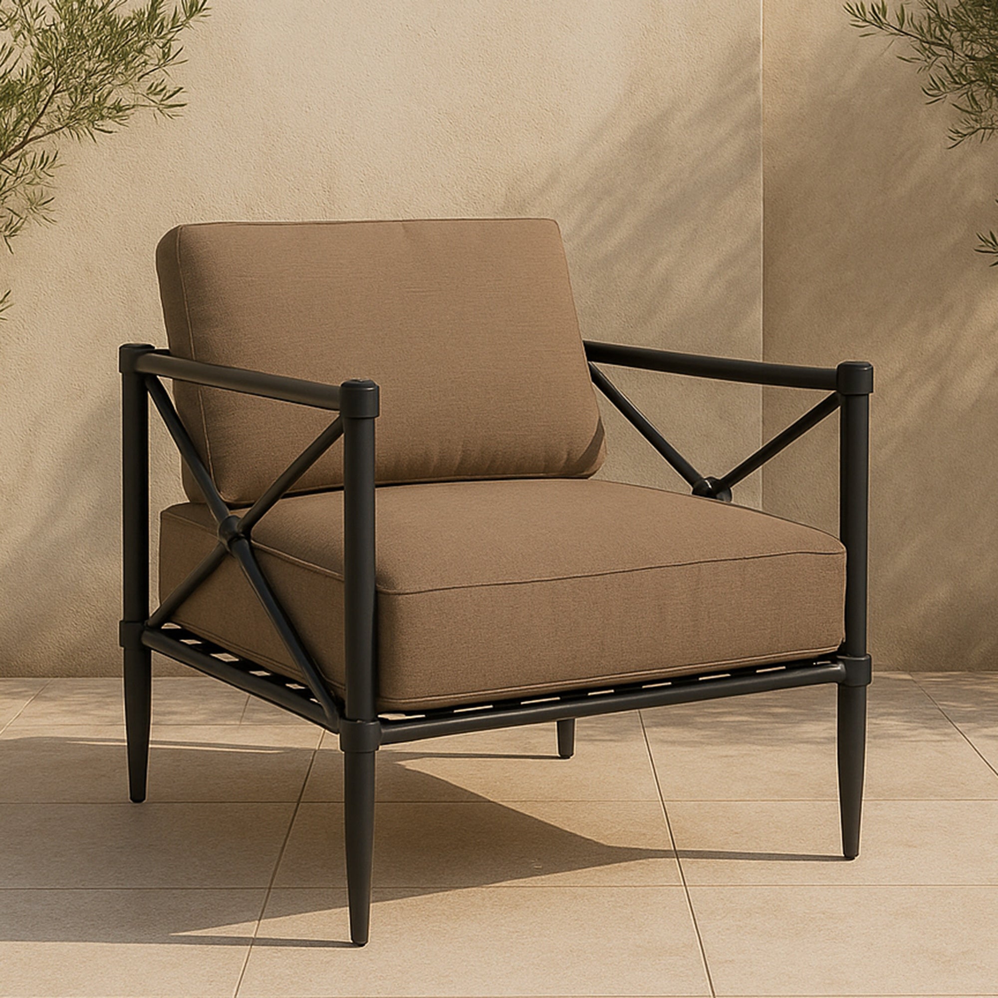 Moes Willow Outdoor Accent Chair Light Brown VV-1020-21