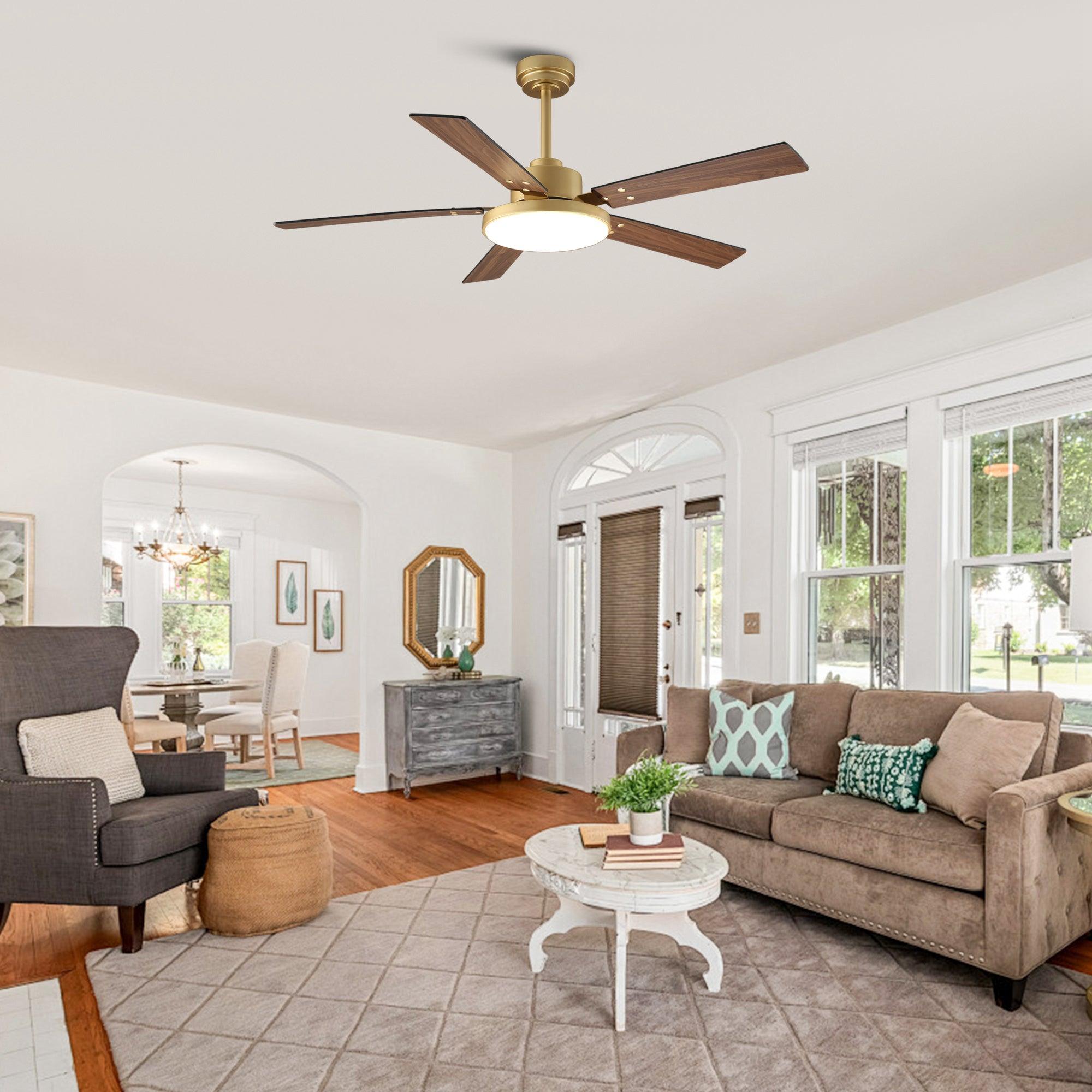 Vaczon 52 Inch Double-sided Blades Modern Ceiling Fan with Remote Control and LED Light