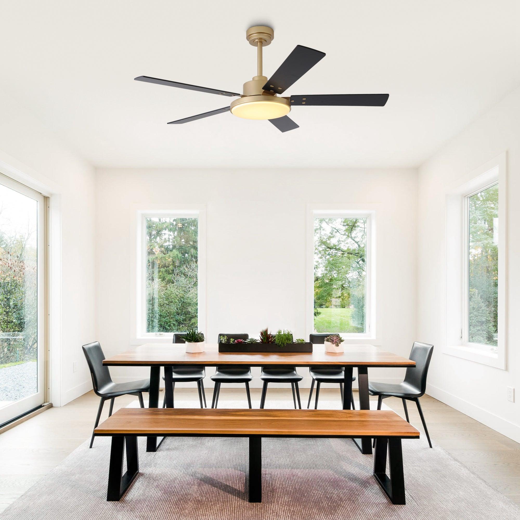Vaczon 52 Inch Double-sided Blades Modern Ceiling Fan with Remote Control and LED Light