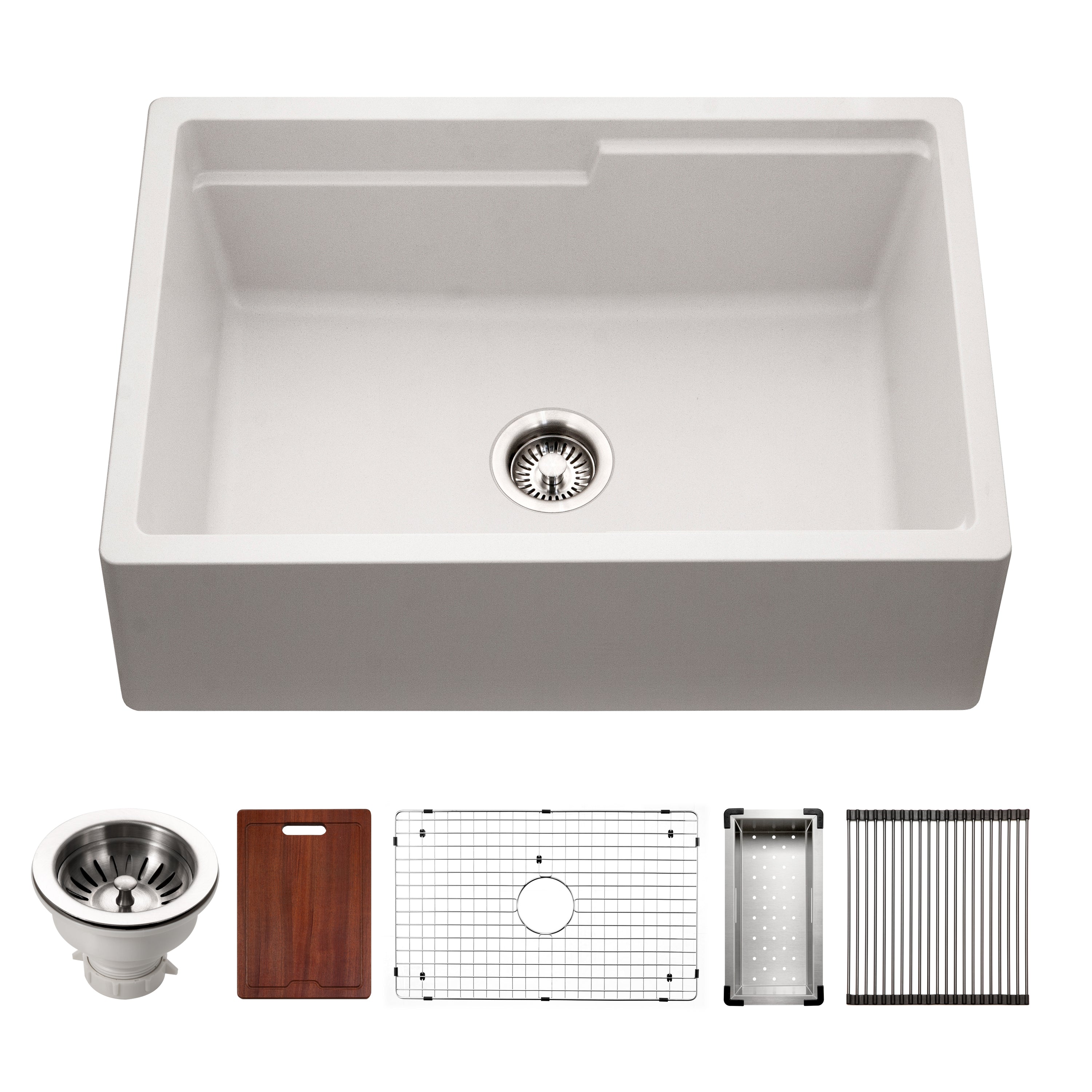 30" x 20" x 9 1/2" Quartzone Granite Workstation Kitchen Sink Apron Front