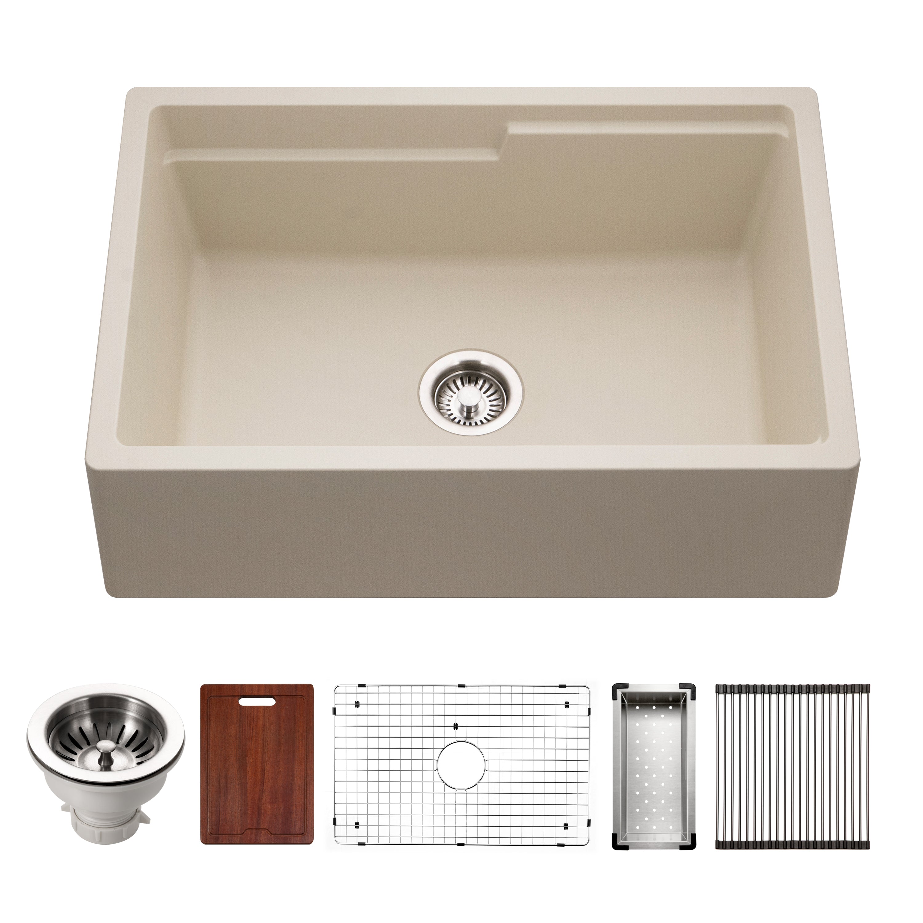 30" x 20" x 9 1/2" Quartzone Granite Workstation Kitchen Sink Apron Front