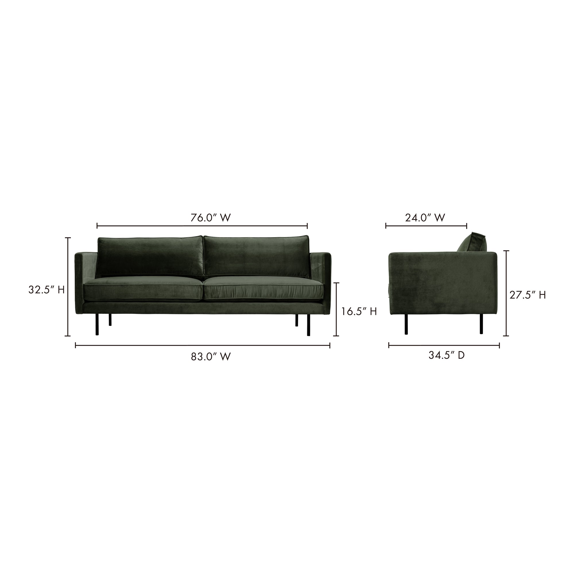 Moes Raphael Sofa Dark Green WB-1002-27