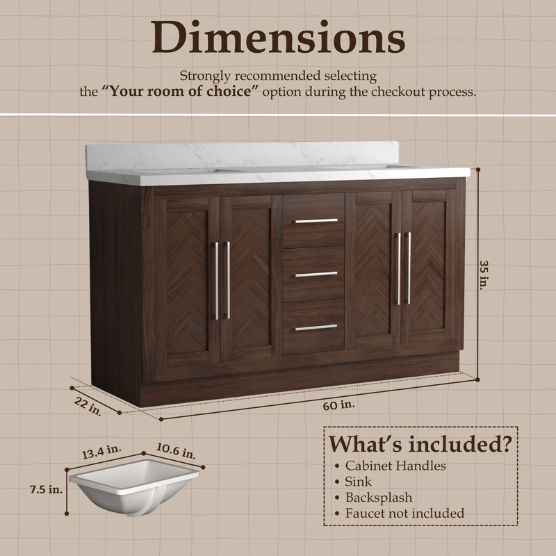 Vivian 60 inch Double Freestanding Bath Vanity
