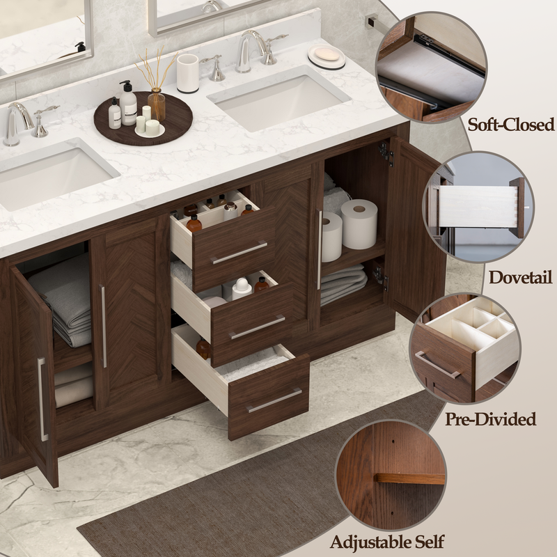 Vivian 60 inch Double Freestanding Bath Vanity