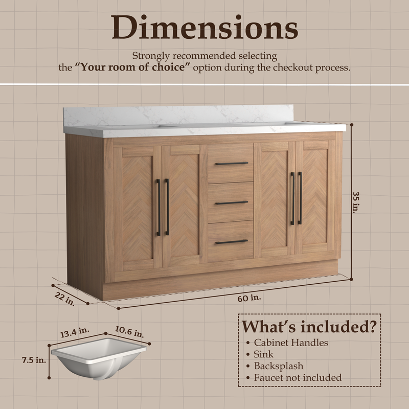 Vivian 60 inch Double Freestanding Bath Vanity