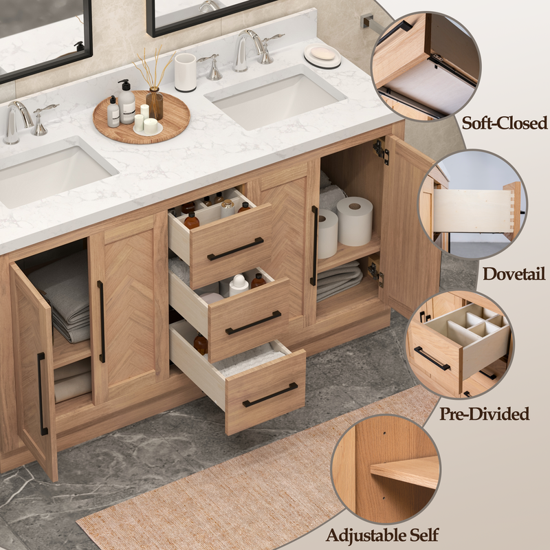 Vivian 60 inch Double Freestanding Bath Vanity