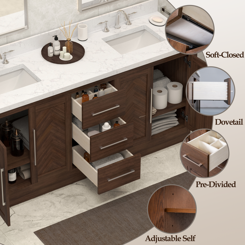Vivian 72 inch Double Freestanding Bath Vanity