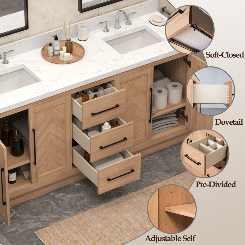 Vivian 72 inch Double Freestanding Bath Vanity