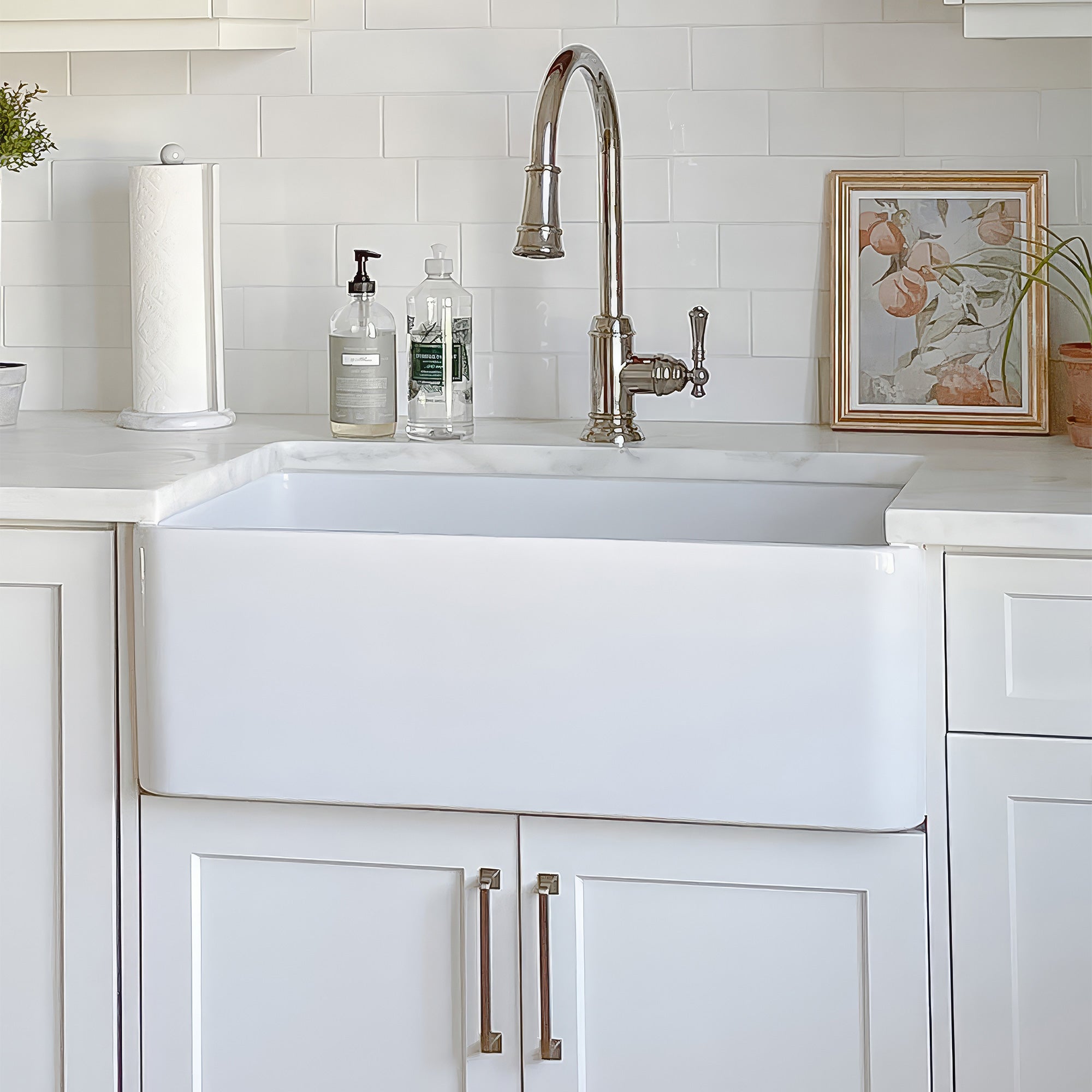 Farmhaus Fireclay Duet Series Reversible Sink with Smooth Front Apron