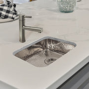 Rectangular Undermount Entertainment/Prep Sink with a Hammered Texture Surface
