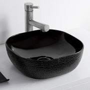 Isabella Plus Collection Square Above Mount Basin with an Embossed Exterior, Smooth Interior, and Center Drain