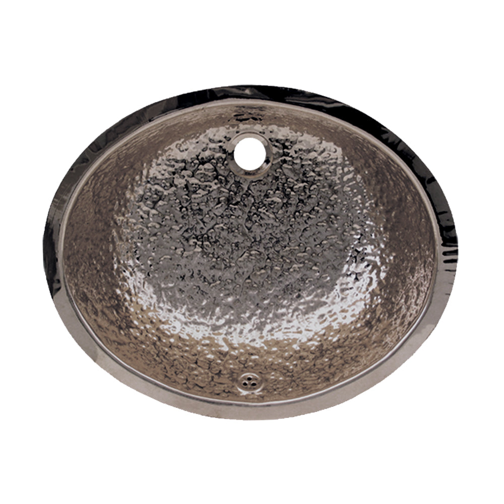 Decorative Oval Hammered Textured Undermount Basin with Overflow and a 1 1/2" Rear Center Drain