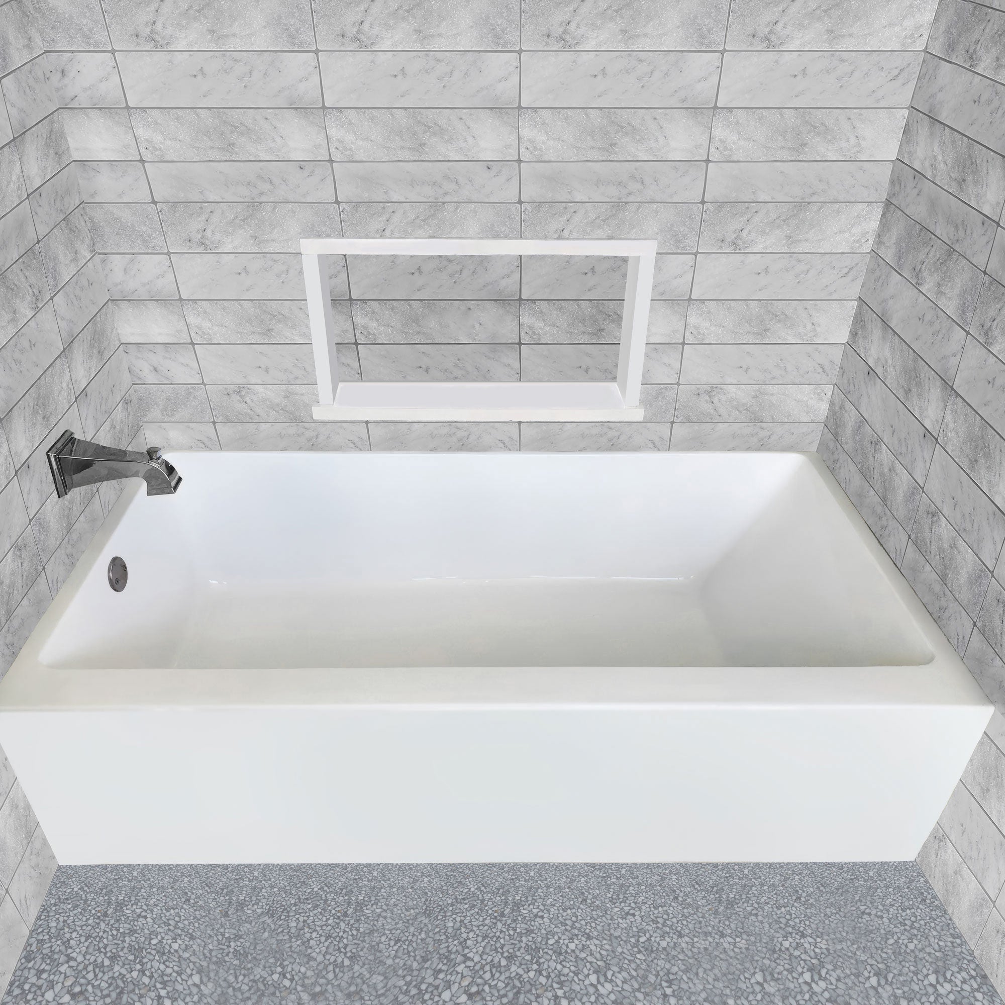 Whitehaus Collection 60″ Alcove Acrylic Soaking Bathtub with Undercut Design