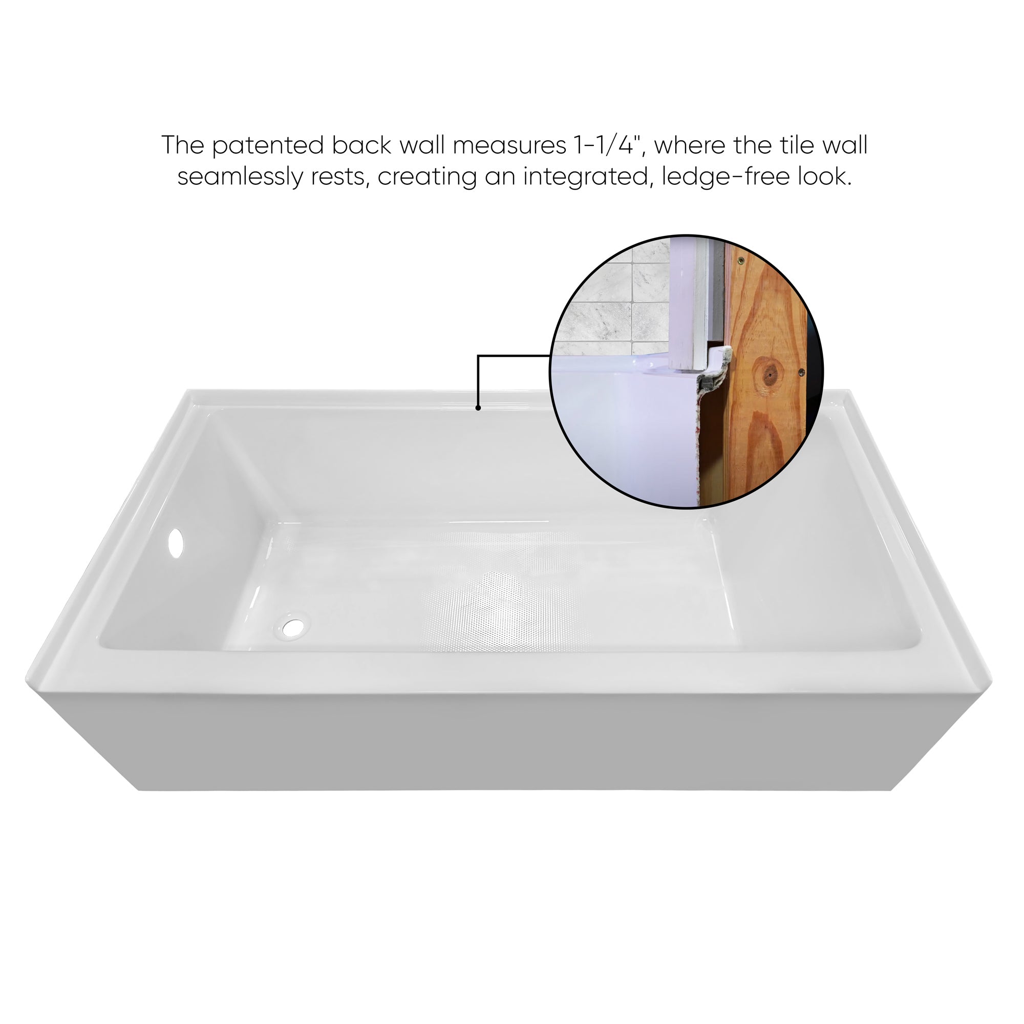 Whitehaus Collection 60″ Alcove Acrylic Soaking Bathtub with Undercut Design