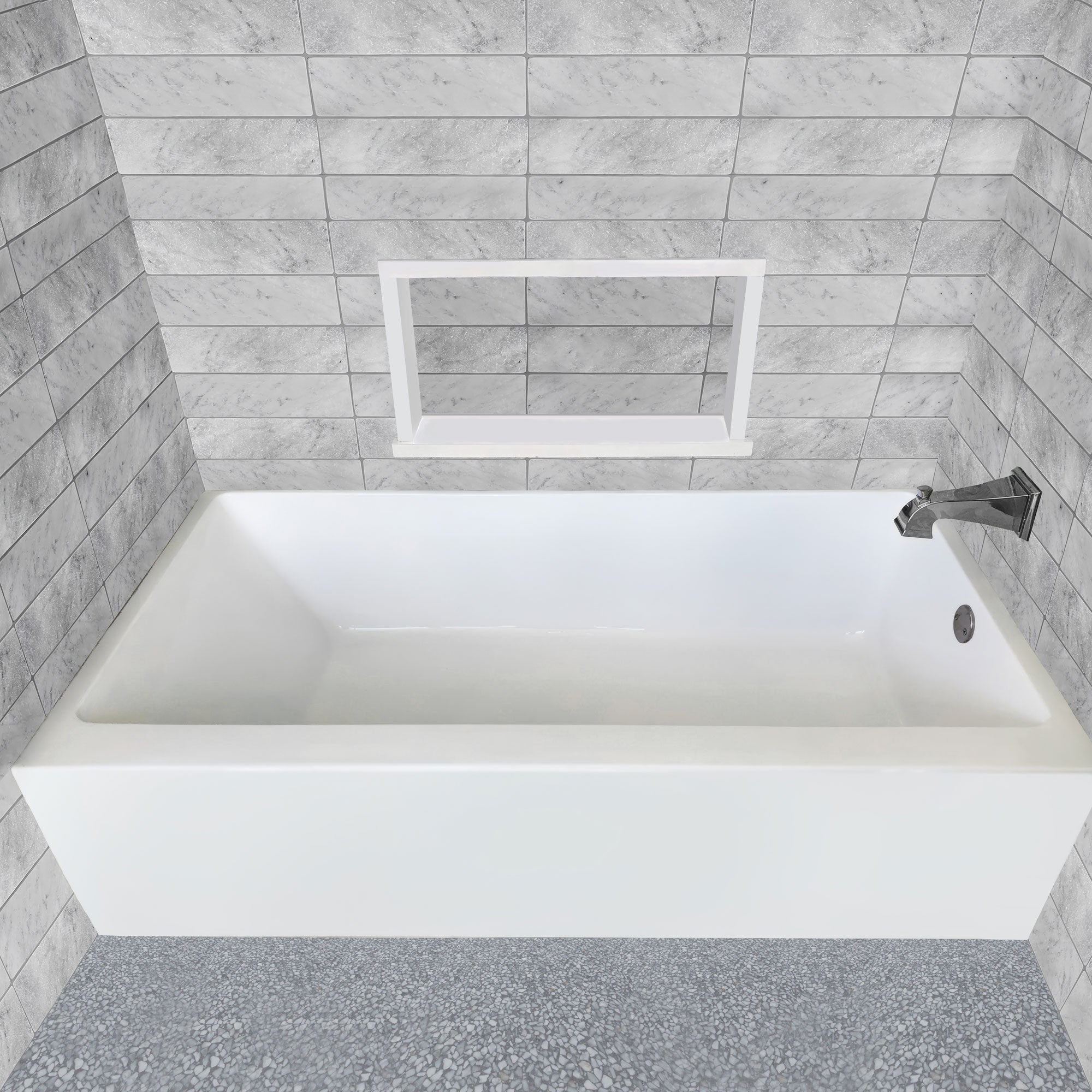 Whitehaus Collection 60″ Alcove Acrylic Soaking Bathtub with Undercut Design
