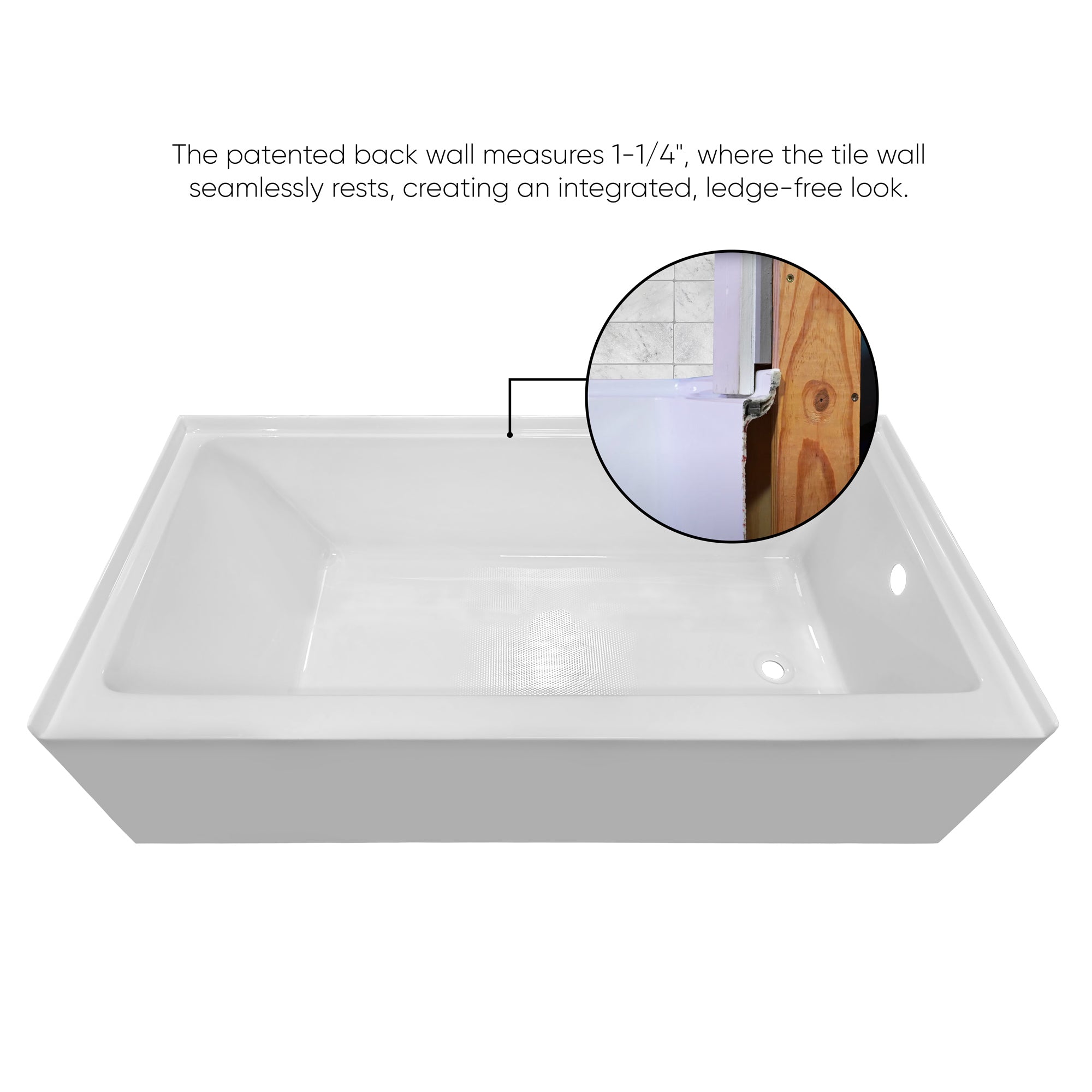 Whitehaus Collection 60″ Alcove Acrylic Soaking Bathtub with Undercut Design