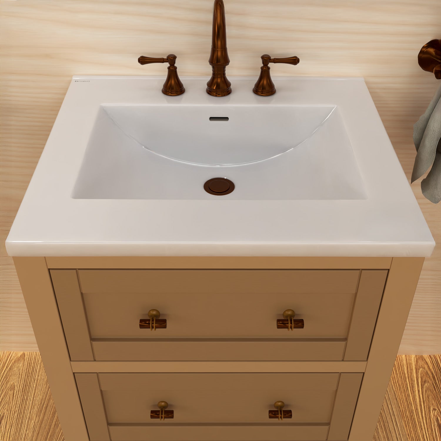 25" Countertop Vanity Sink with Integrated Rectangular Bowl