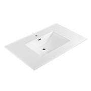 37" Countertop Vanity Sink with Integrated Rectangular Bowl, Single Faucet Drilling and Overflow