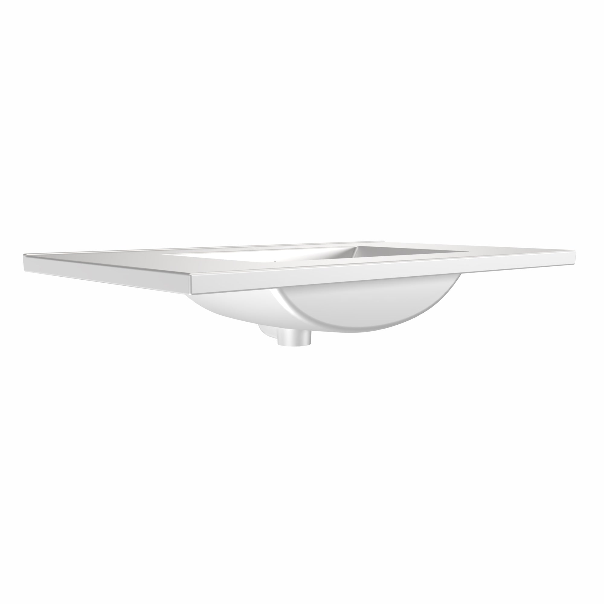 37" Countertop Vanity Sink with Integrated Rectangular Bowl, Single Faucet Drilling and Overflow