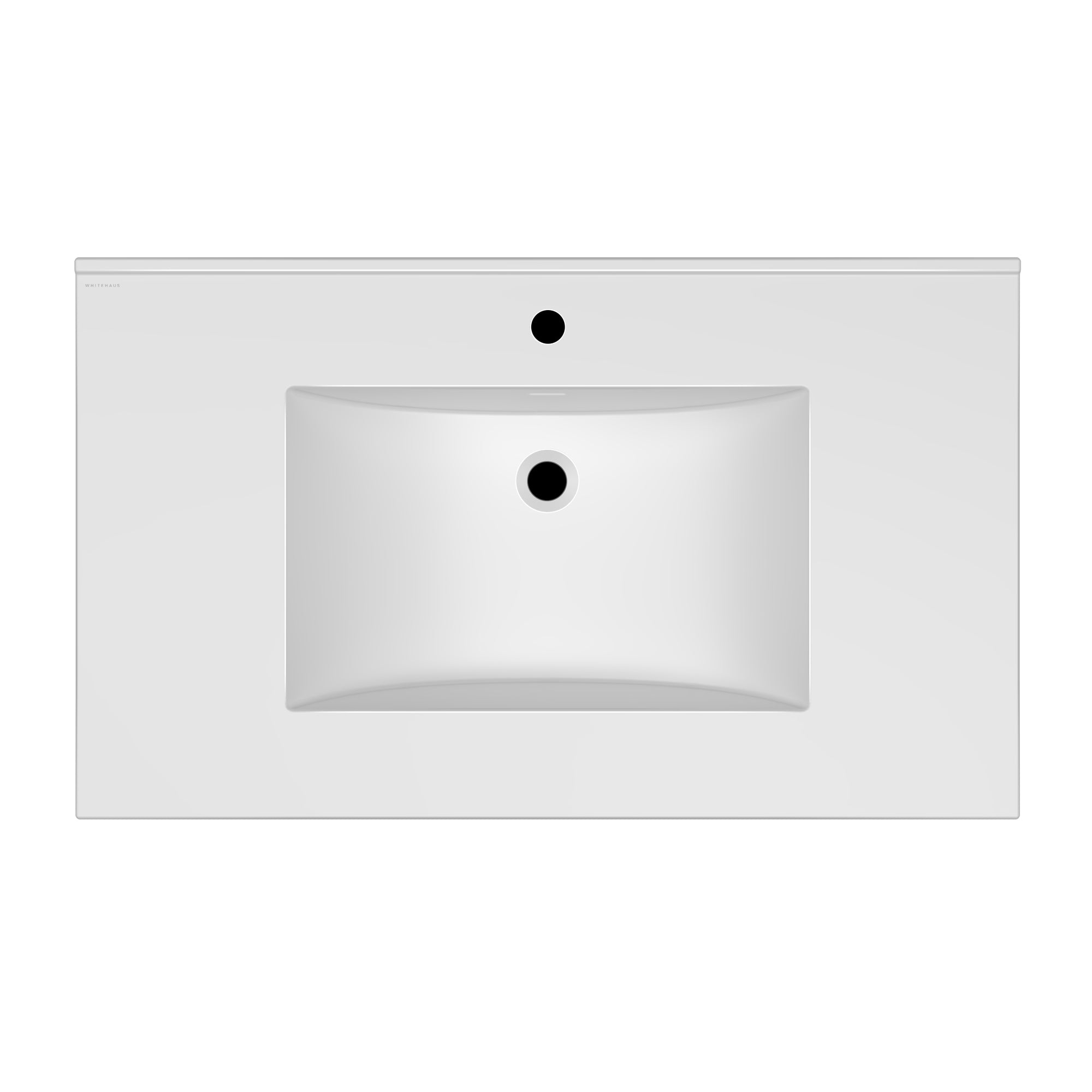 37" Countertop Vanity Sink with Integrated Rectangular Bowl, Single Faucet Drilling and Overflow