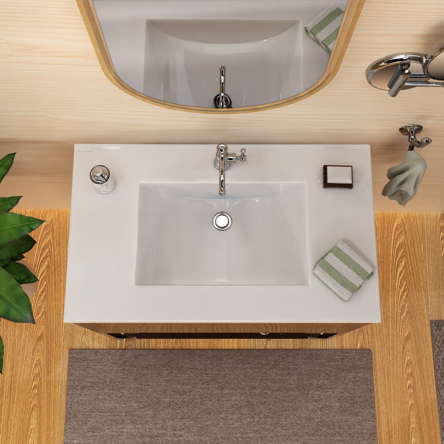 37" Countertop Vanity Sink with Integrated Rectangular Bowl, Single Faucet Drilling and Overflow