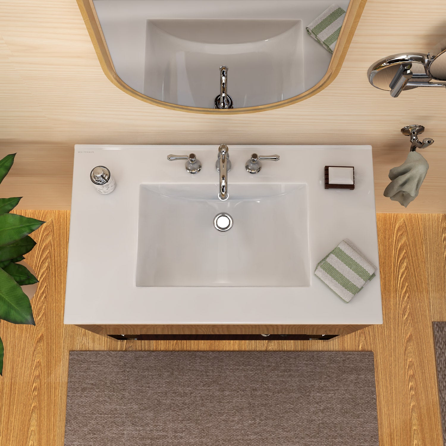 37" Countertop Vanity Sink with Integrated Rectangular Bowl, Single Faucet Drilling and Overflow