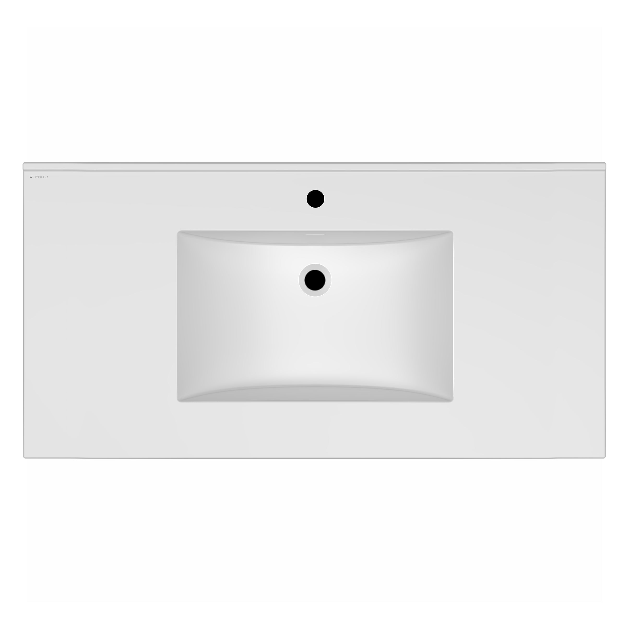 43" Countertop Vanity Sink with Integrated Rectangular Bowl, Single Faucet Drilling and Overflow