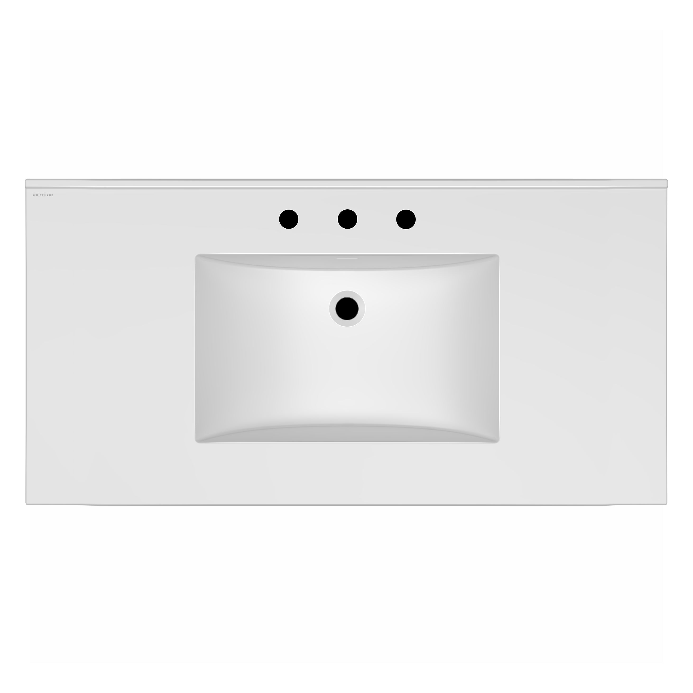 43" Countertop Vanity Sink with Integrated Rectangular Bowl, Single Faucet Drilling and Overflow