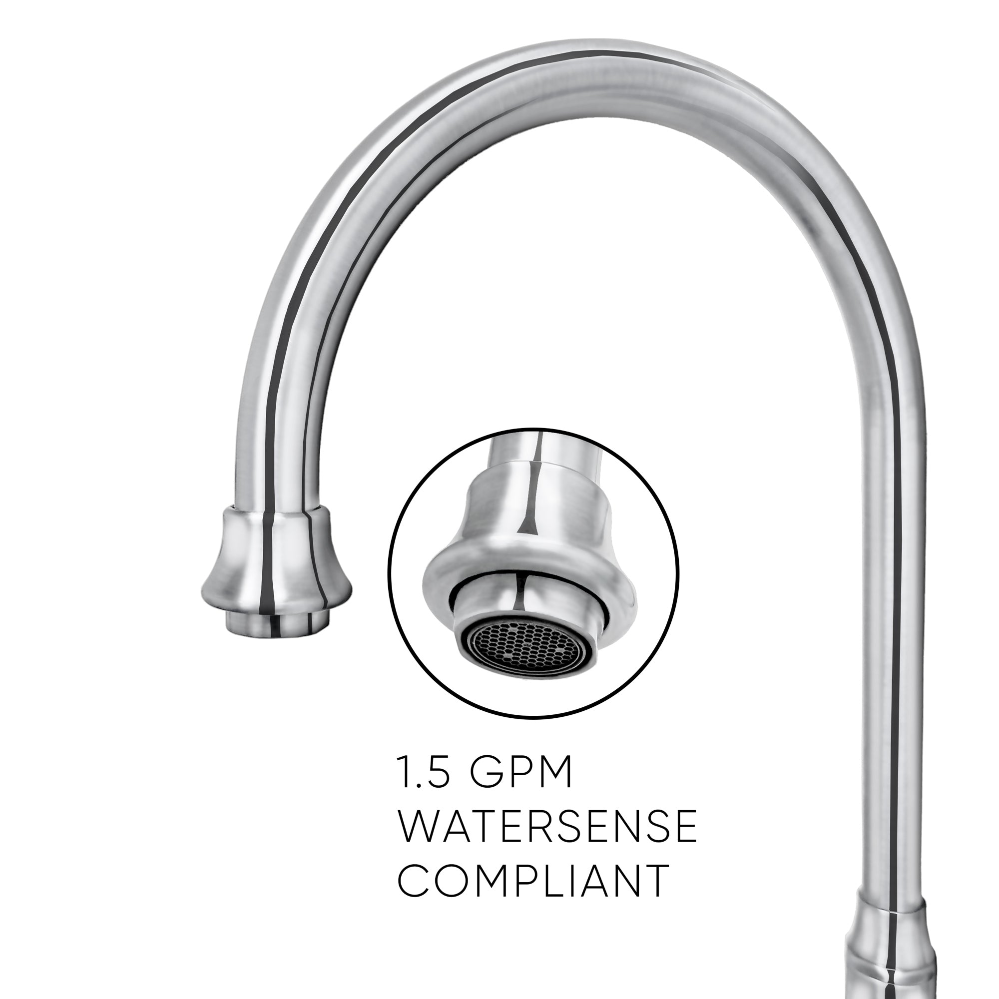Vintage III Plus Wall Mount Faucet with a  Long Gooseneck Swivel Spout, Cross Handles and Solid Brass Side Spray