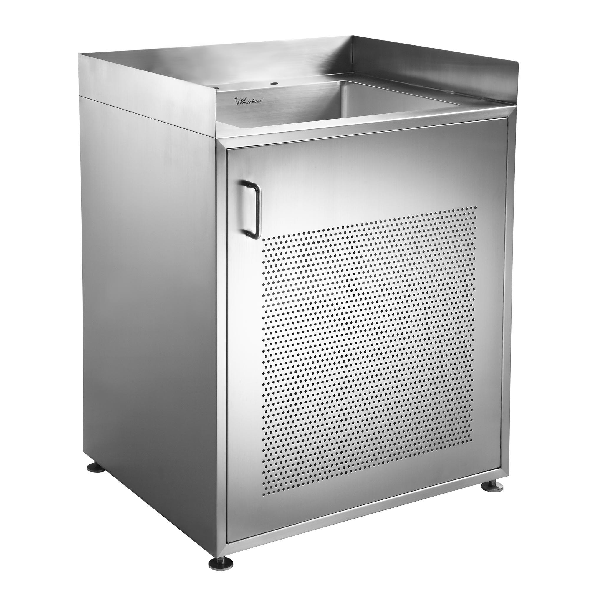 Pearlhaus Brushed Stainless Steel Single Door Cabinet with Sink