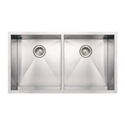 Noah's Collection Brushed Stainless Steel Commercial Double Bowl Undermount Sink