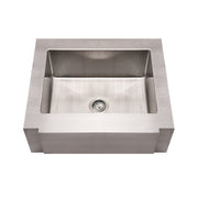Noah's Collection Brushed Stainless Steel Commercial Single Bowl Sink with a Decorative Notched Front Apron