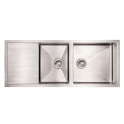Noah's Collection Brushed Stainless Steel Commercial Double Bowl Reversible Undermount Sink with an Integral Drain Board