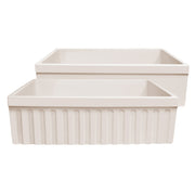 Farmhaus Fireclay Quatro Alcove Reversible Sink with a Fluted Front Apron and Decorative 2 1/2" Lip on One Side and 2" Lip on the Opposite Side