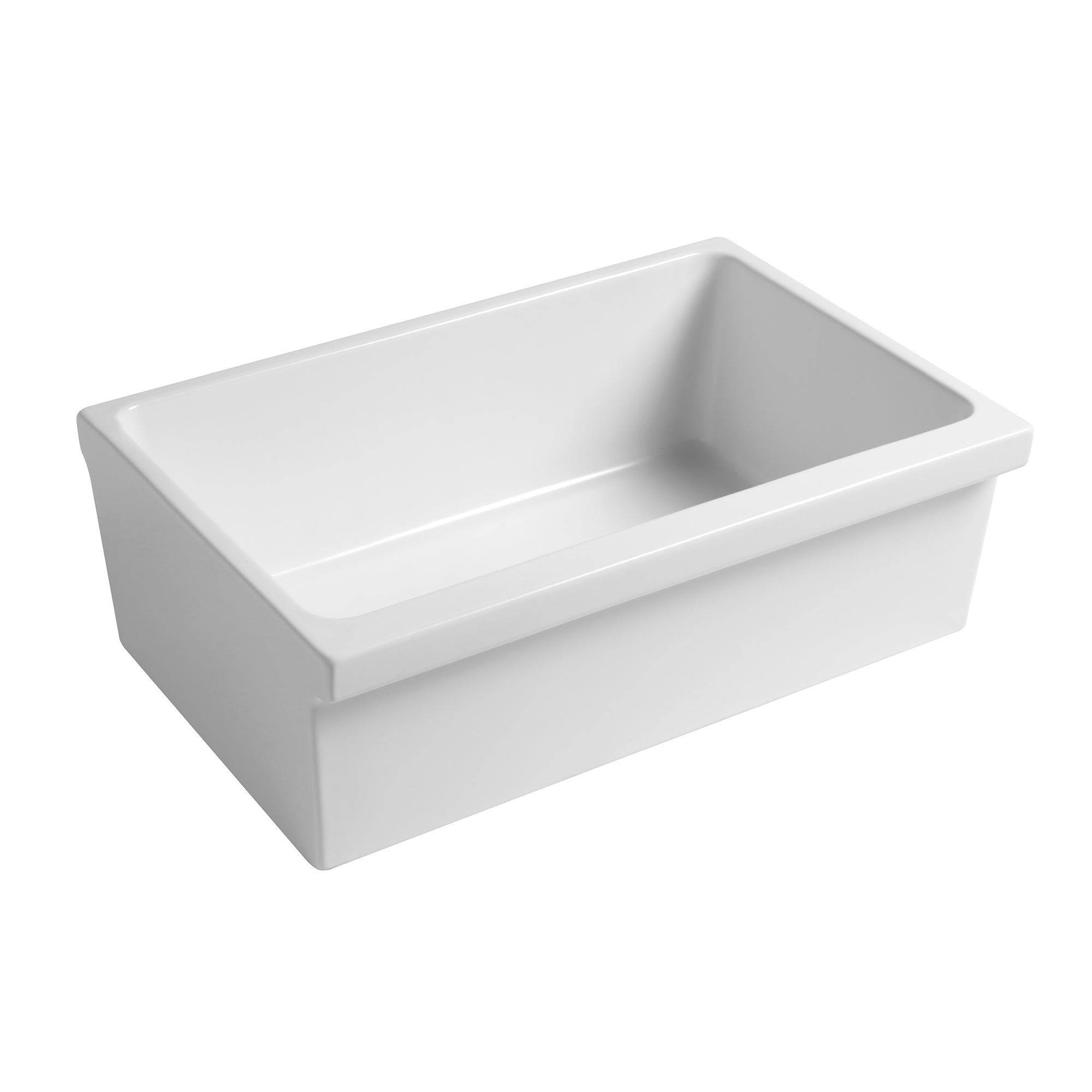 Farmhaus Fireclay Quatro Alcove Reversible Sink with a Fluted Front Apron and Decorative 2 1/2" Lip on One Side and 2" Lip on the Opposite Side