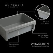 Glencove 30" Reversible Matte Kitchen Fireclay Sink with  Elegant Beveled Front Apron on one side and a Decorative 2" Lip Plain on Opposite Side