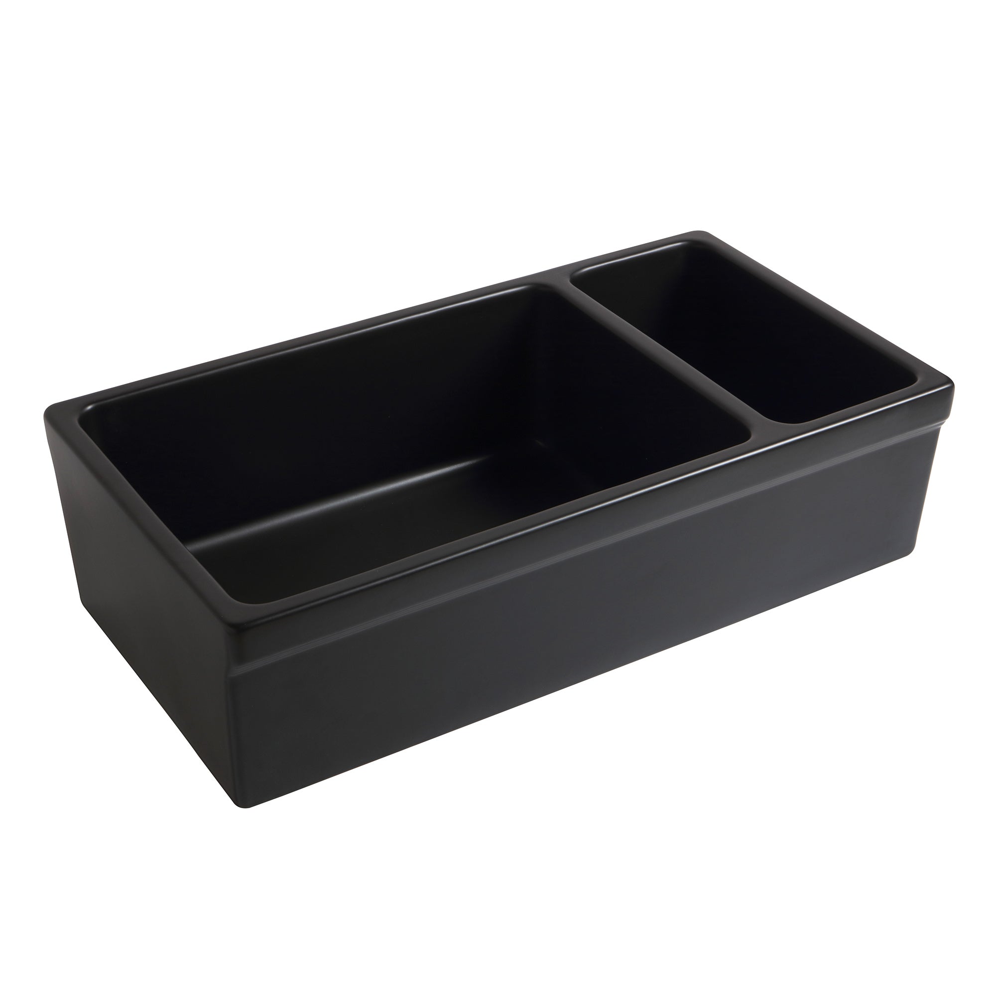 Farmhaus Fireclay Quatro Alcove Large Reversible Sink and Small Bowl with Decorative 2 ½" Lip on Both Sides