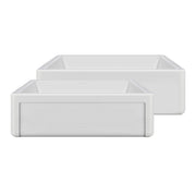 Whitehaus Collection 33" Reversible Single Bowl Fireclay Kitchen Sink with Grid: Three Edge Frame, Plain Front Apron