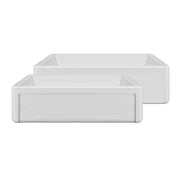 Whitehaus Collection 36" Reversible Single Bowl Fireclay Kitchen Sink with Grid: Three Edge Frame, Plain Front Apron