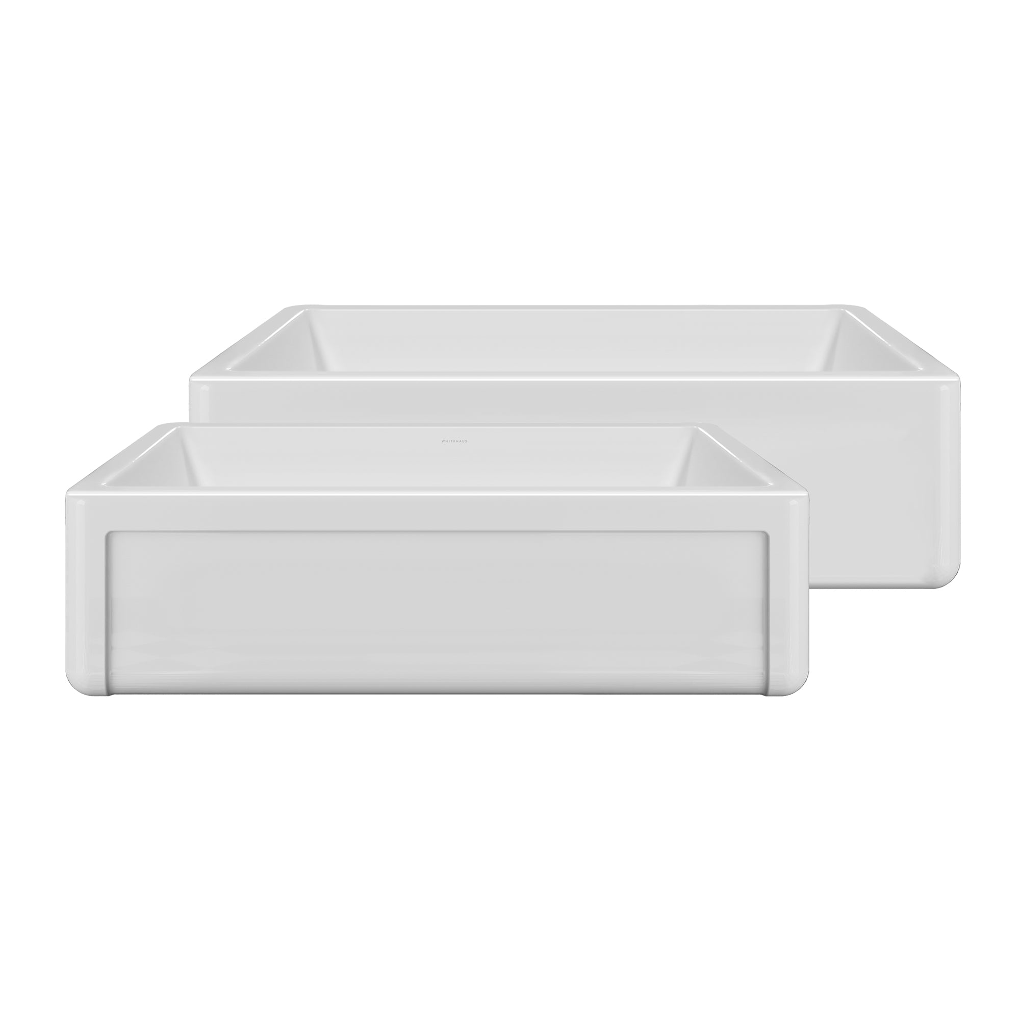 Whitehaus Collection 36" Reversible Single Bowl Fireclay Kitchen Sink with Grid: Three Edge Frame, Plain Front Apron