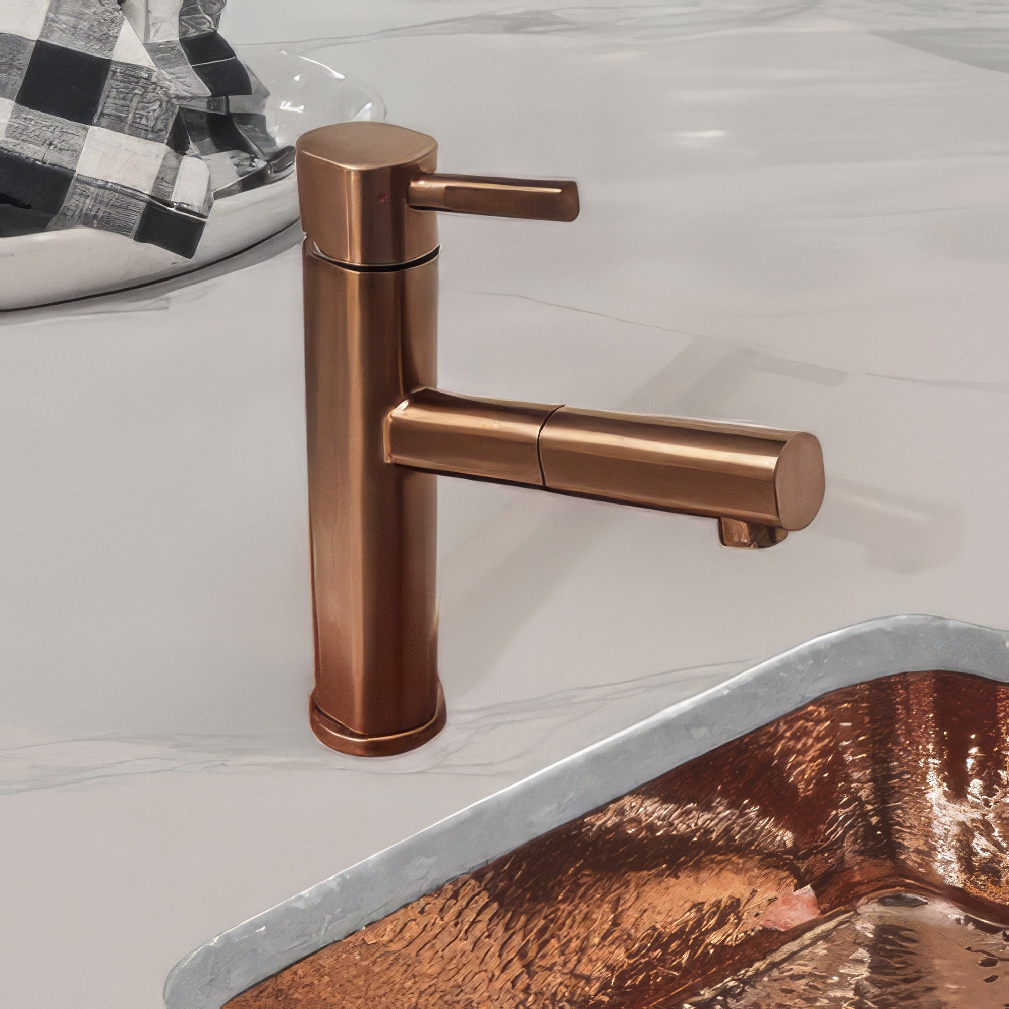 Waterhaus Lead-Free Solid Stainless Steel, Single Hole, Single Lever Kitchen Faucet with Pull-out Spray Head