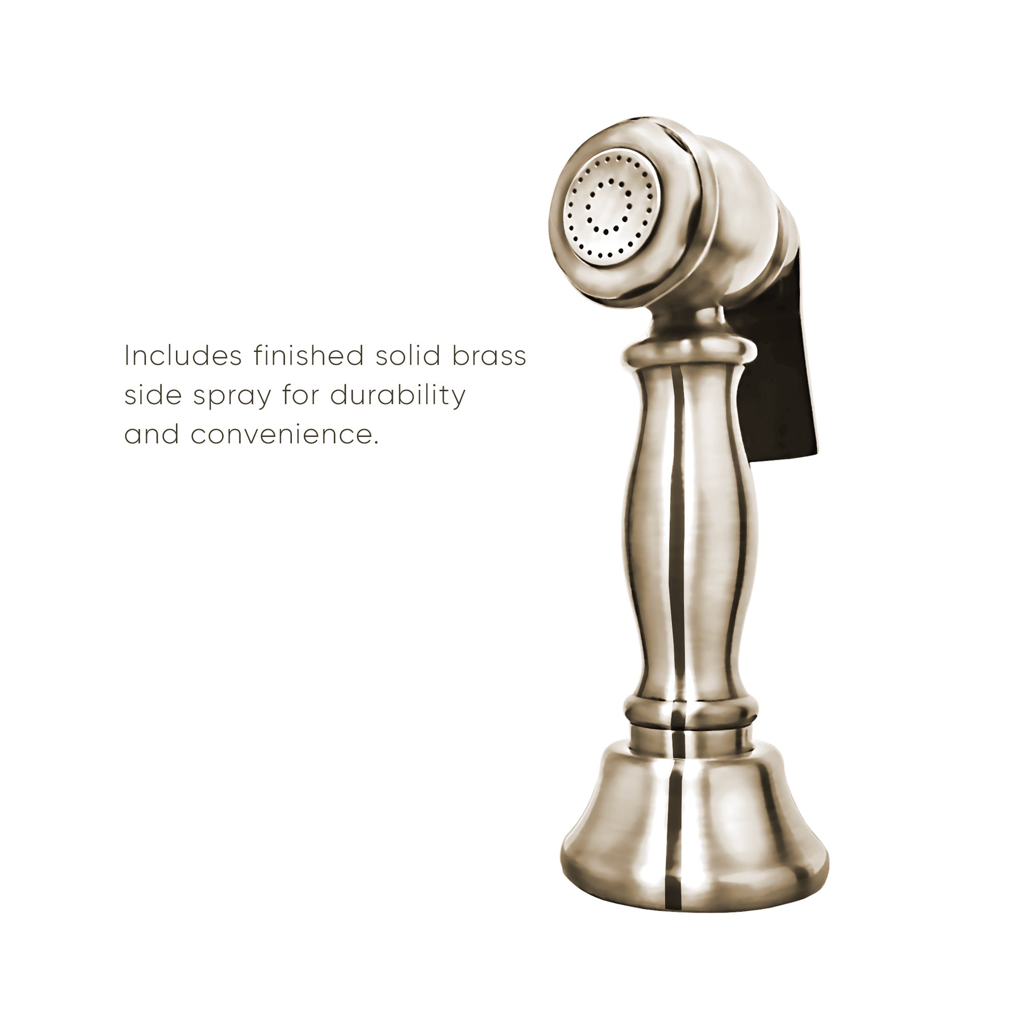 Twisthaus Plus Bridge Faucet with Gooseneck Swivel Spout, Cross Handles and Solid Brass Side Spray