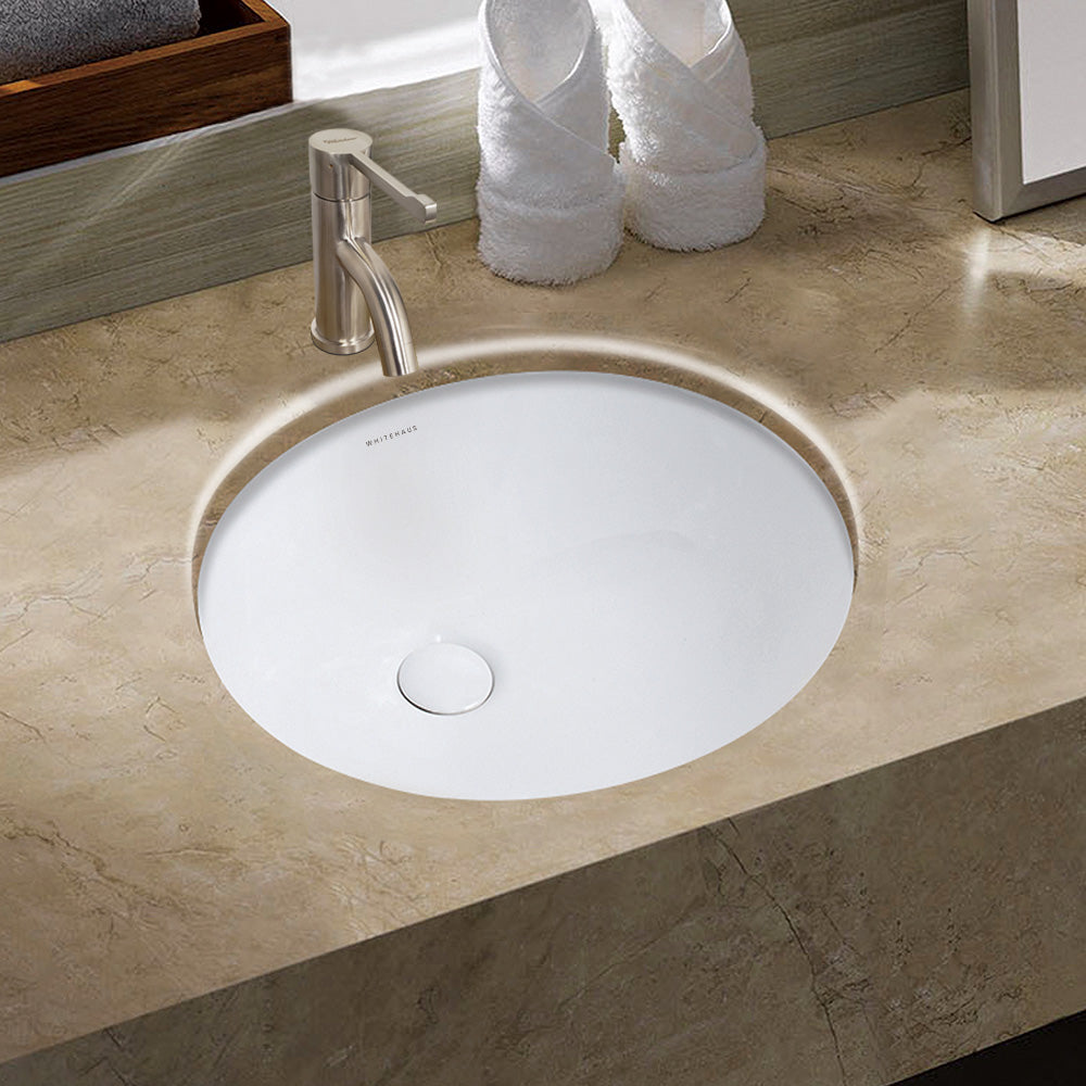 Isabella Plus Collection 16 inch Oval Undermount basin with overflow and rear center drain