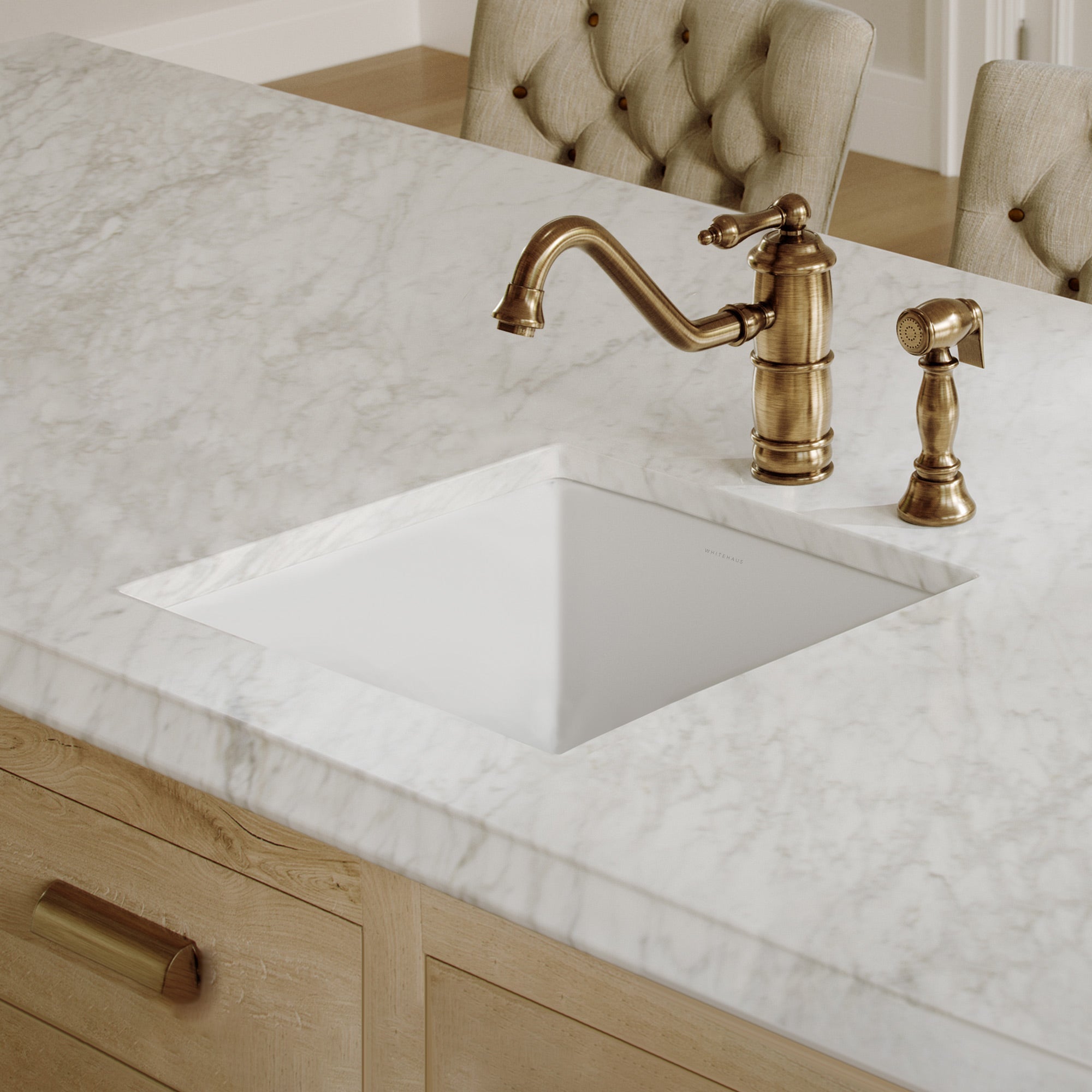 Whitehaus Collection Undermount/Drop-in Fireclay Kitchen Sinks, Stainless Steel Grid Included
