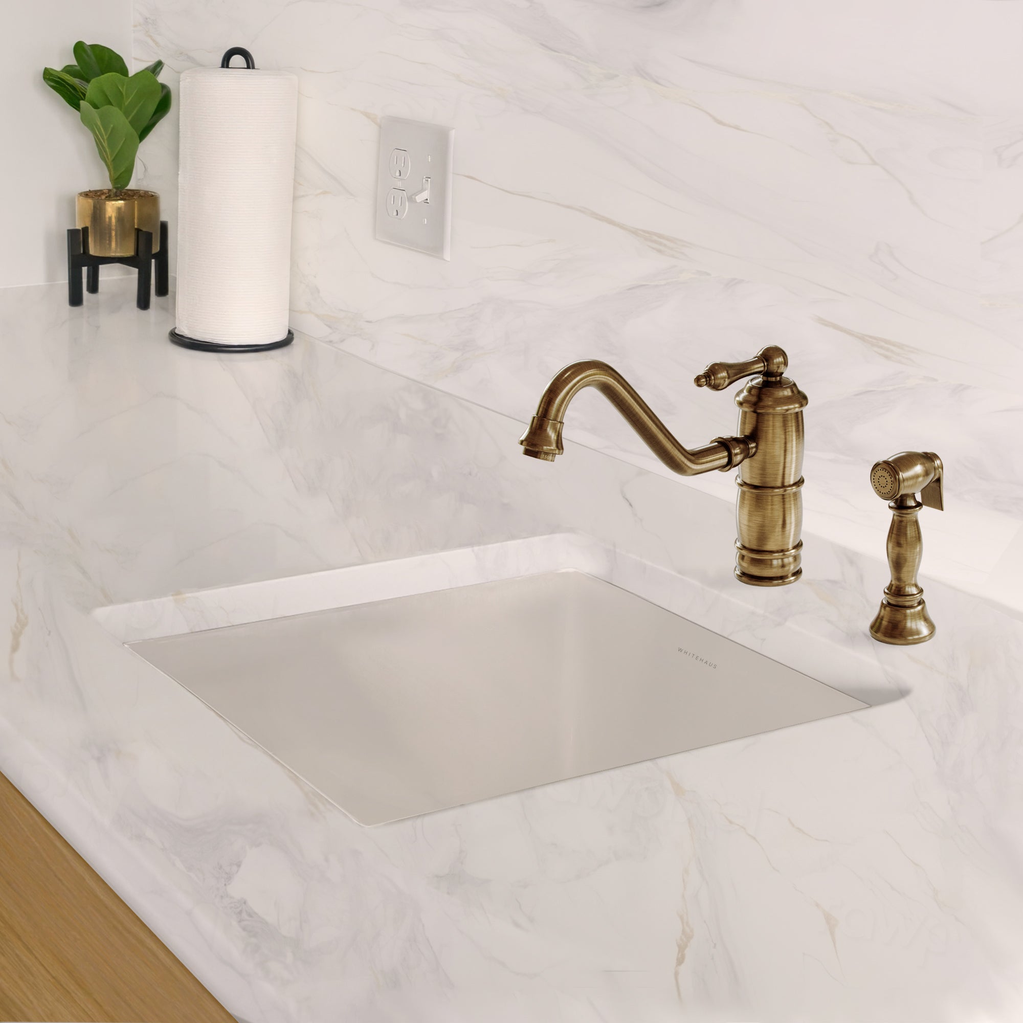 Whitehaus Collection Undermount/Drop-in Fireclay Kitchen Sinks, Stainless Steel Grid Included